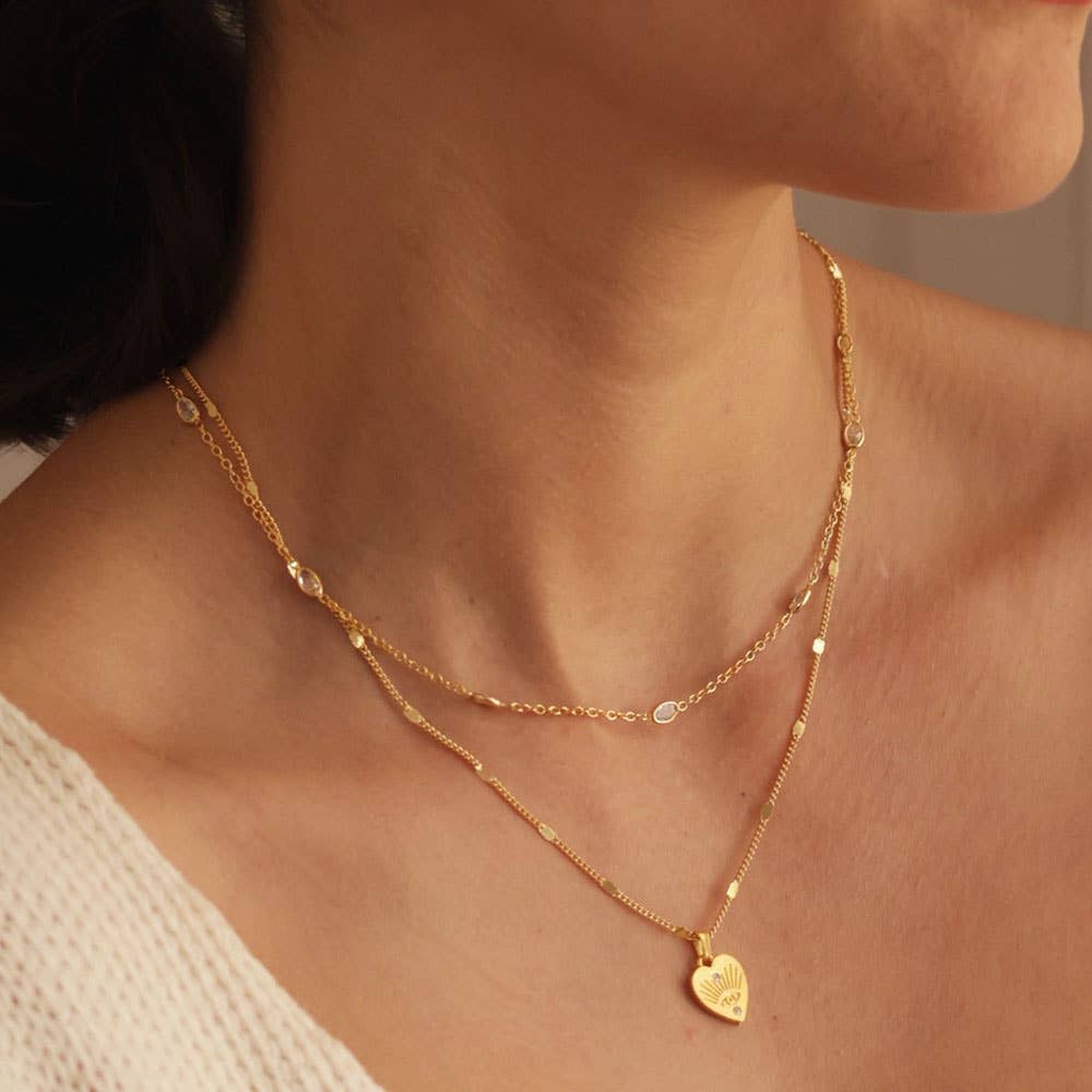 Crystal Station Chain Necklace