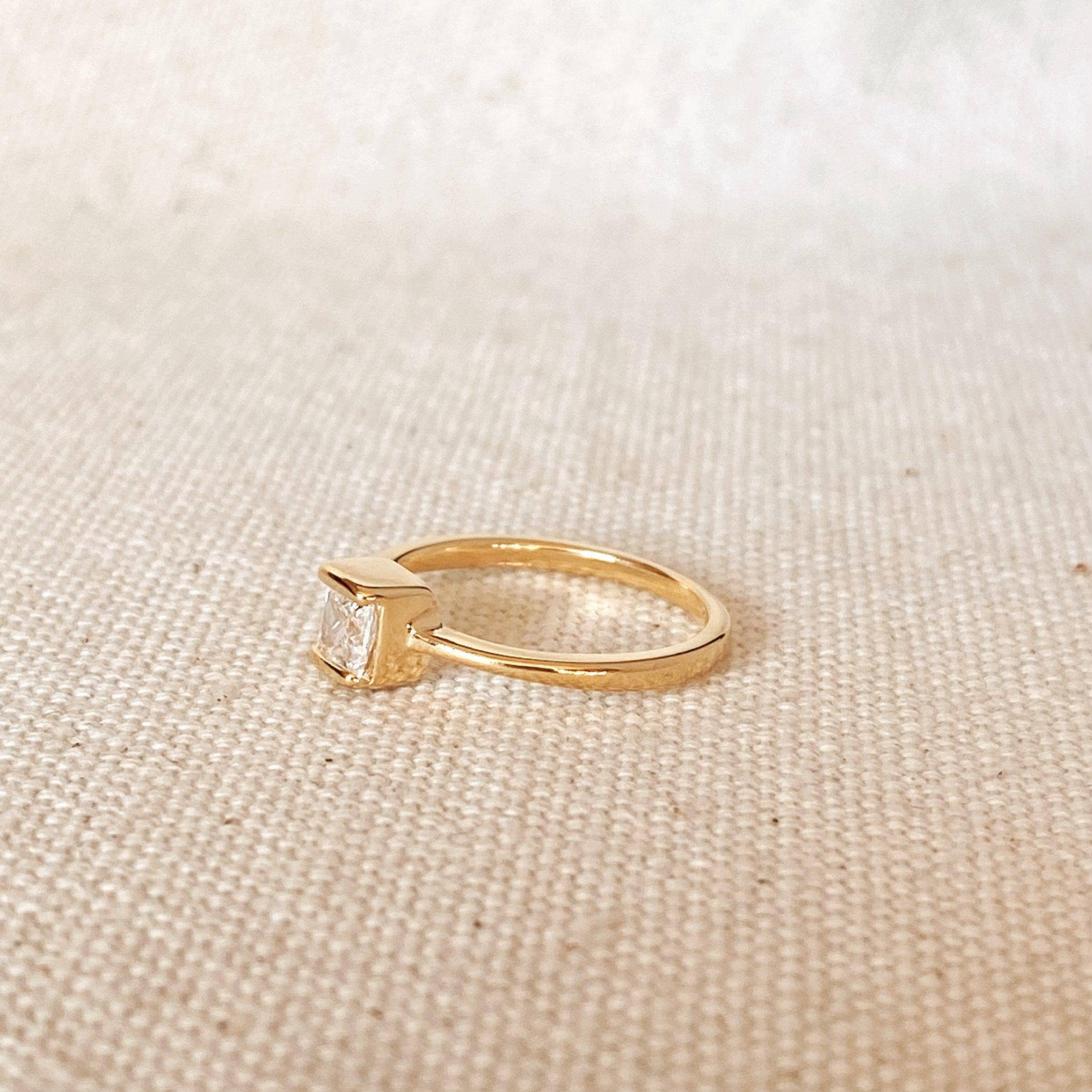 Gold Square Diamond Ring