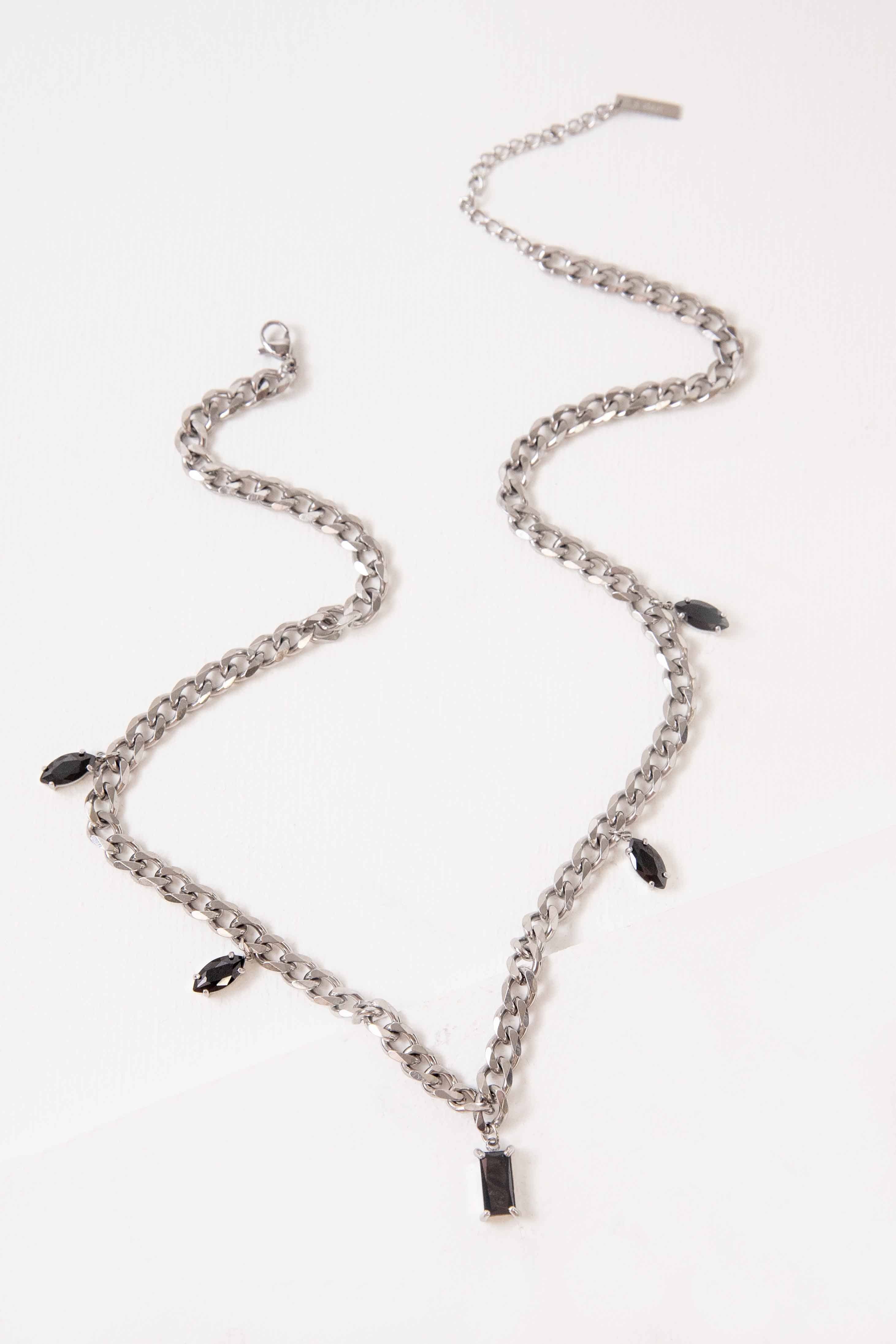 Black Stone Silver Necklace