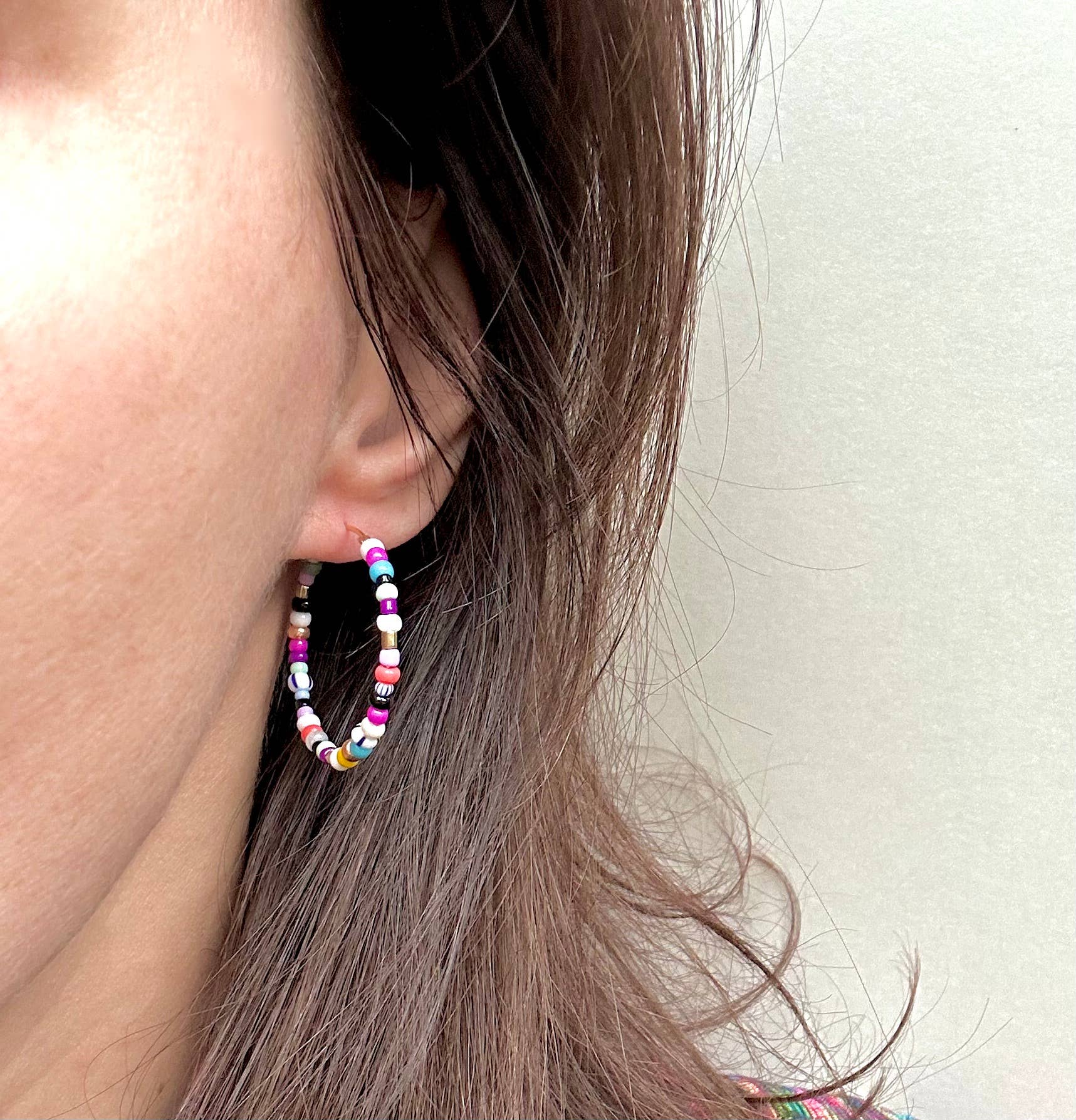 Colorful Seedbead Hoops Earrings