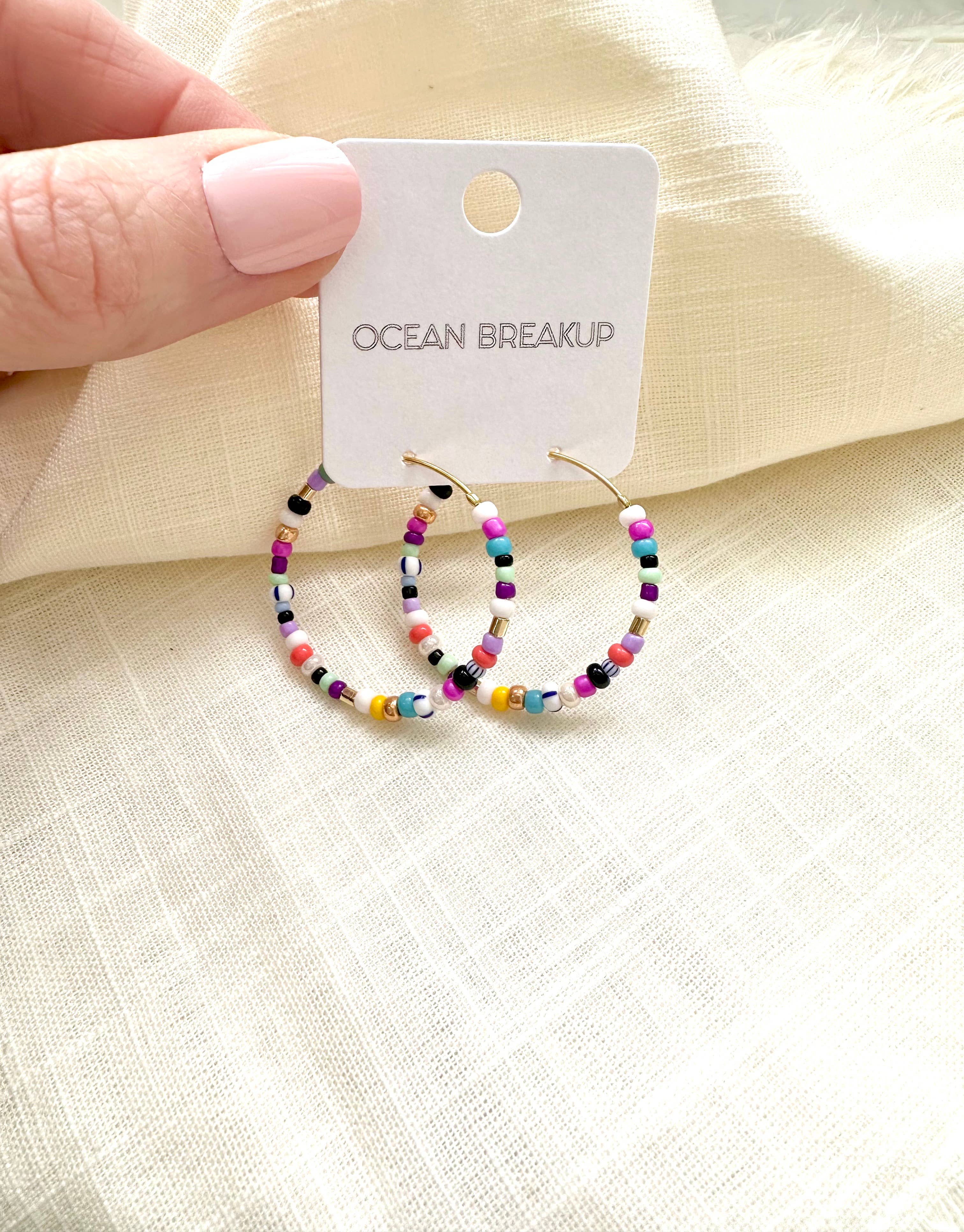 Colorful Seedbead Hoops Earrings