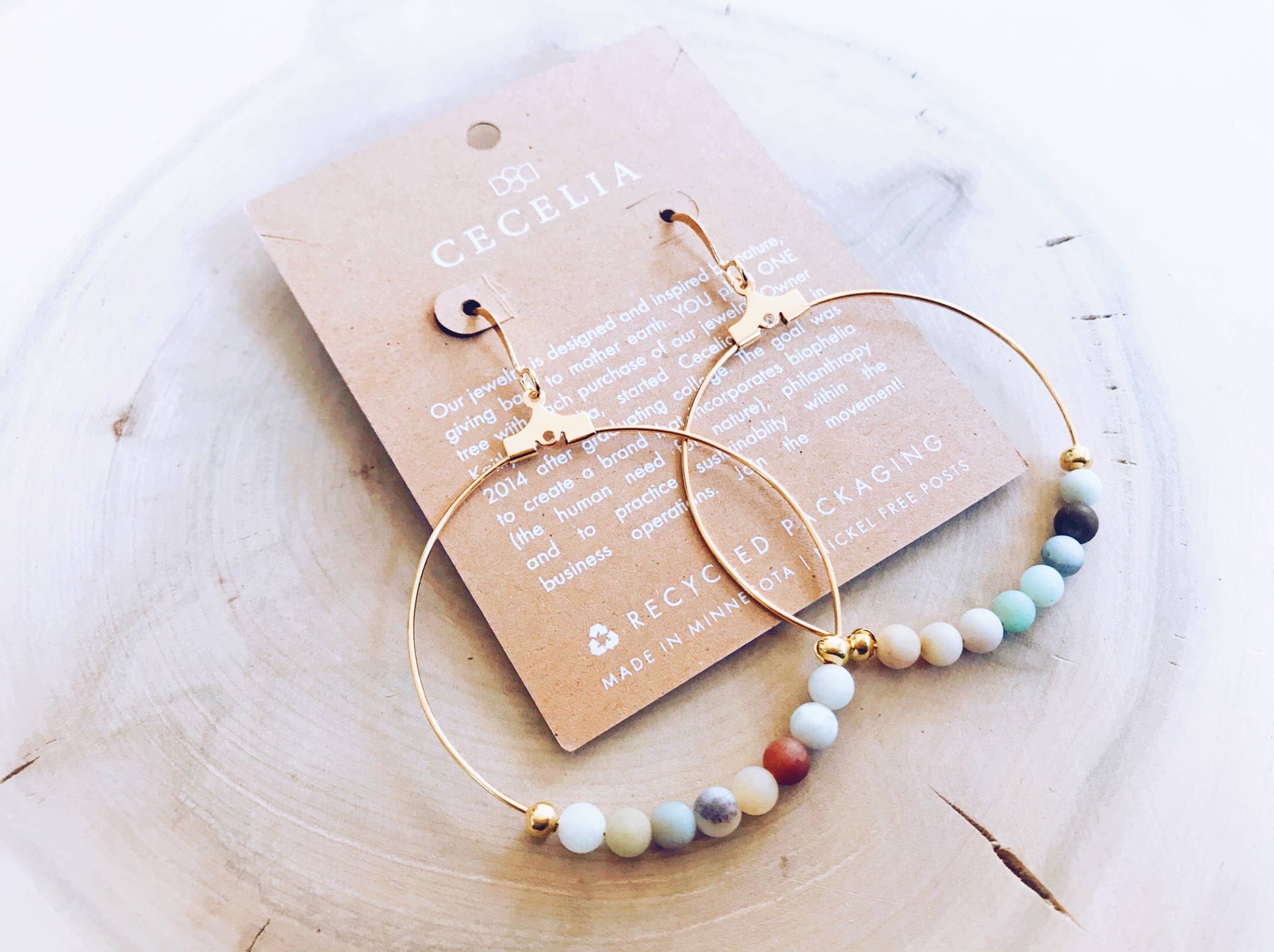 Gemstone Gold Hoop Earrings