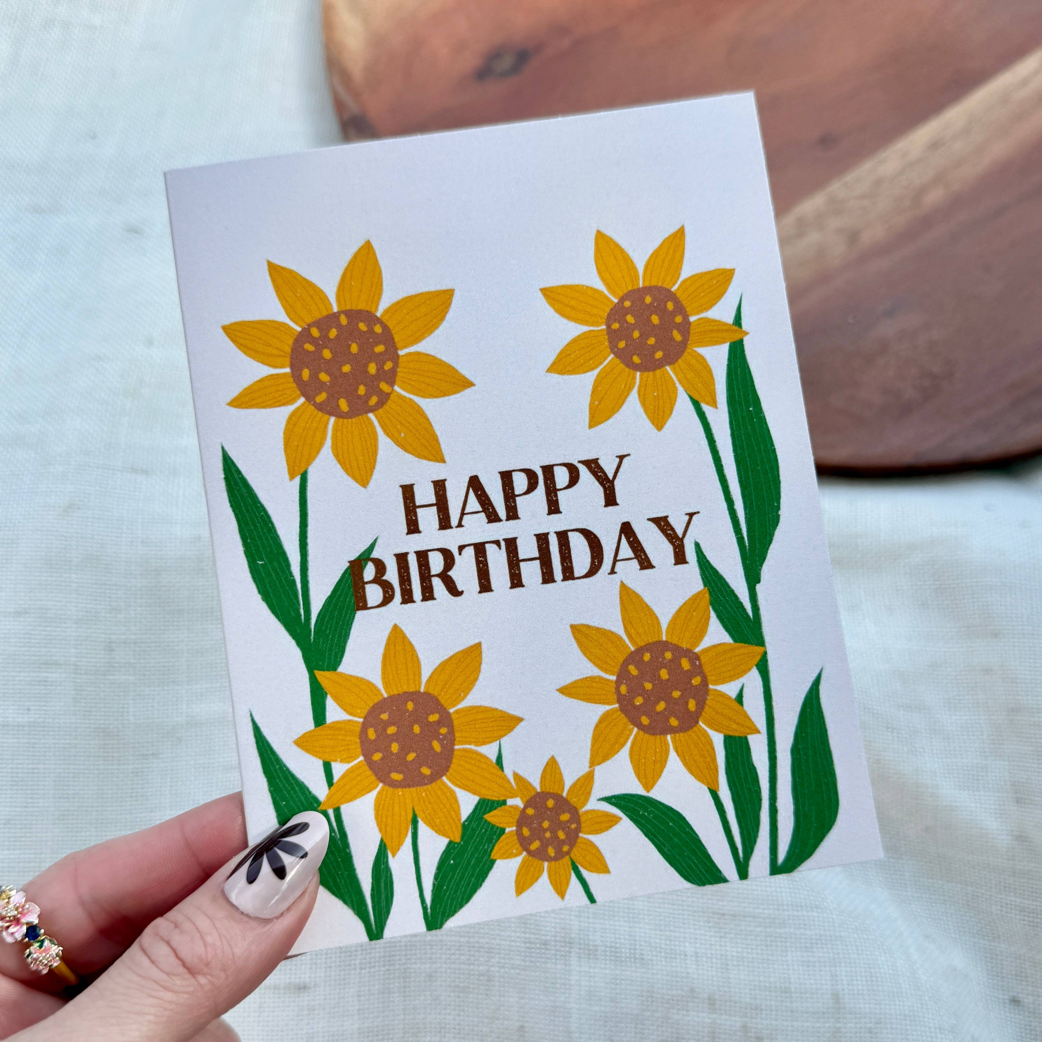Happy Birthday Sunflower Design Greeting Card