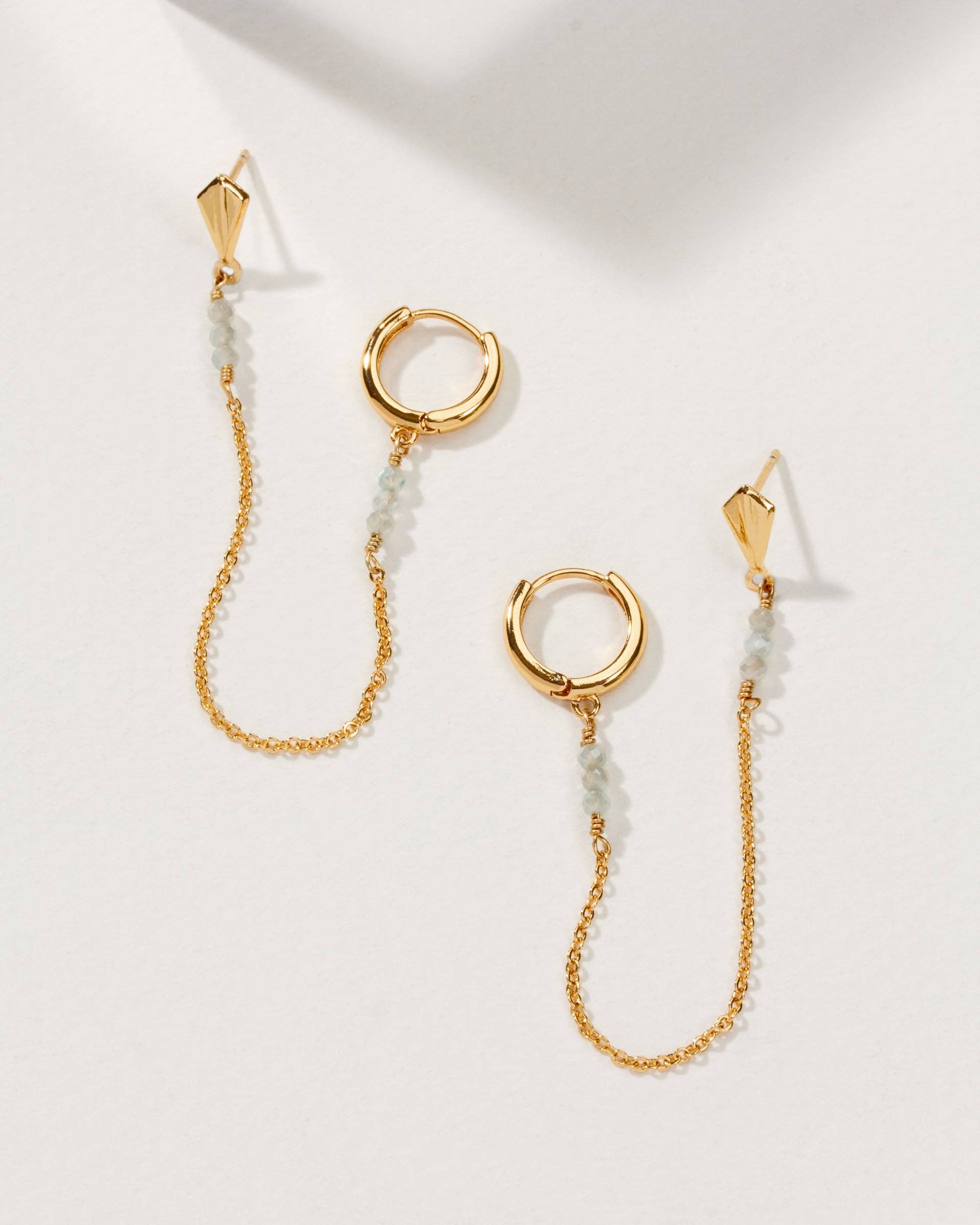 Cascades Double Pierced Hoop Earring- Moonstone