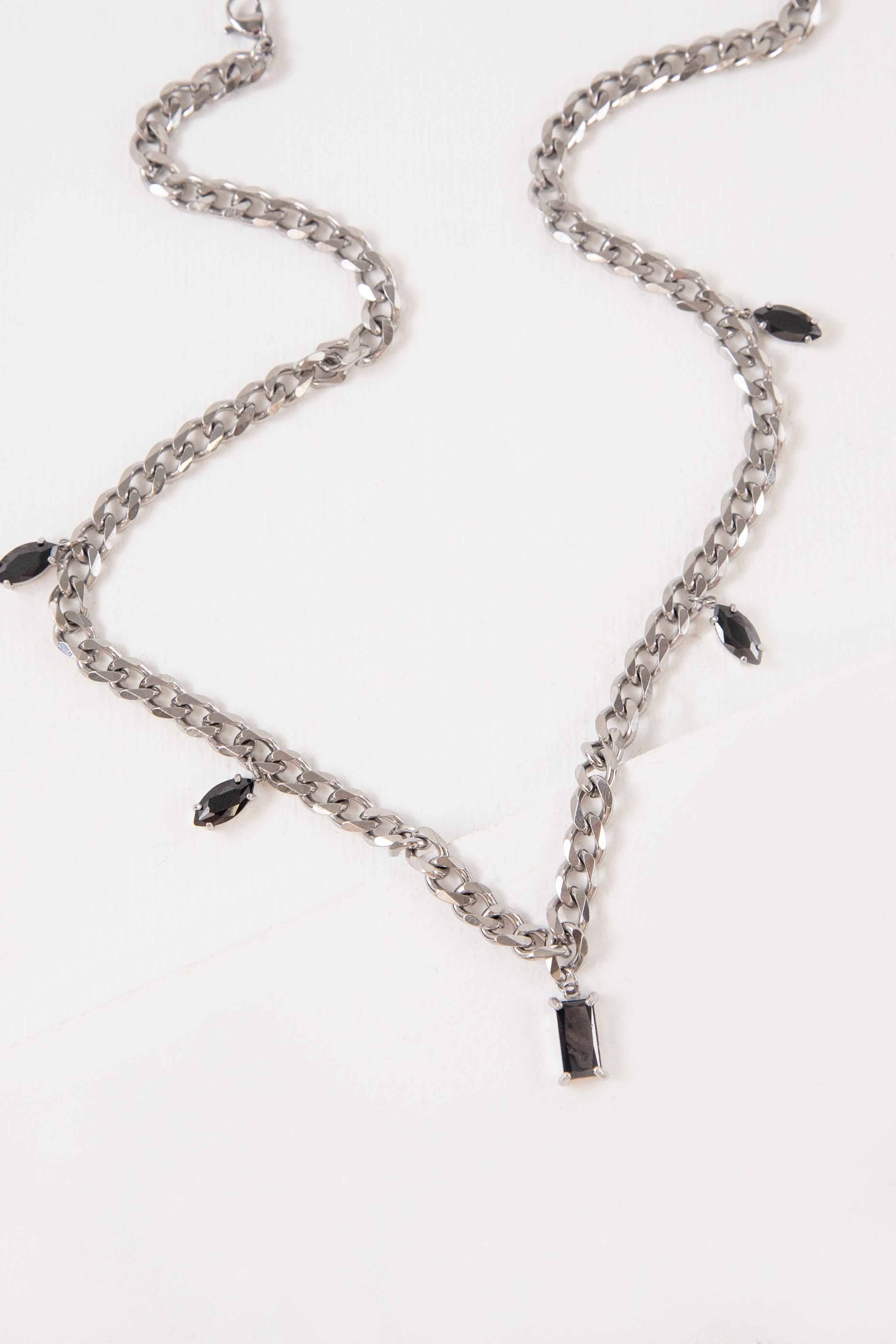 Black Stone Silver Necklace