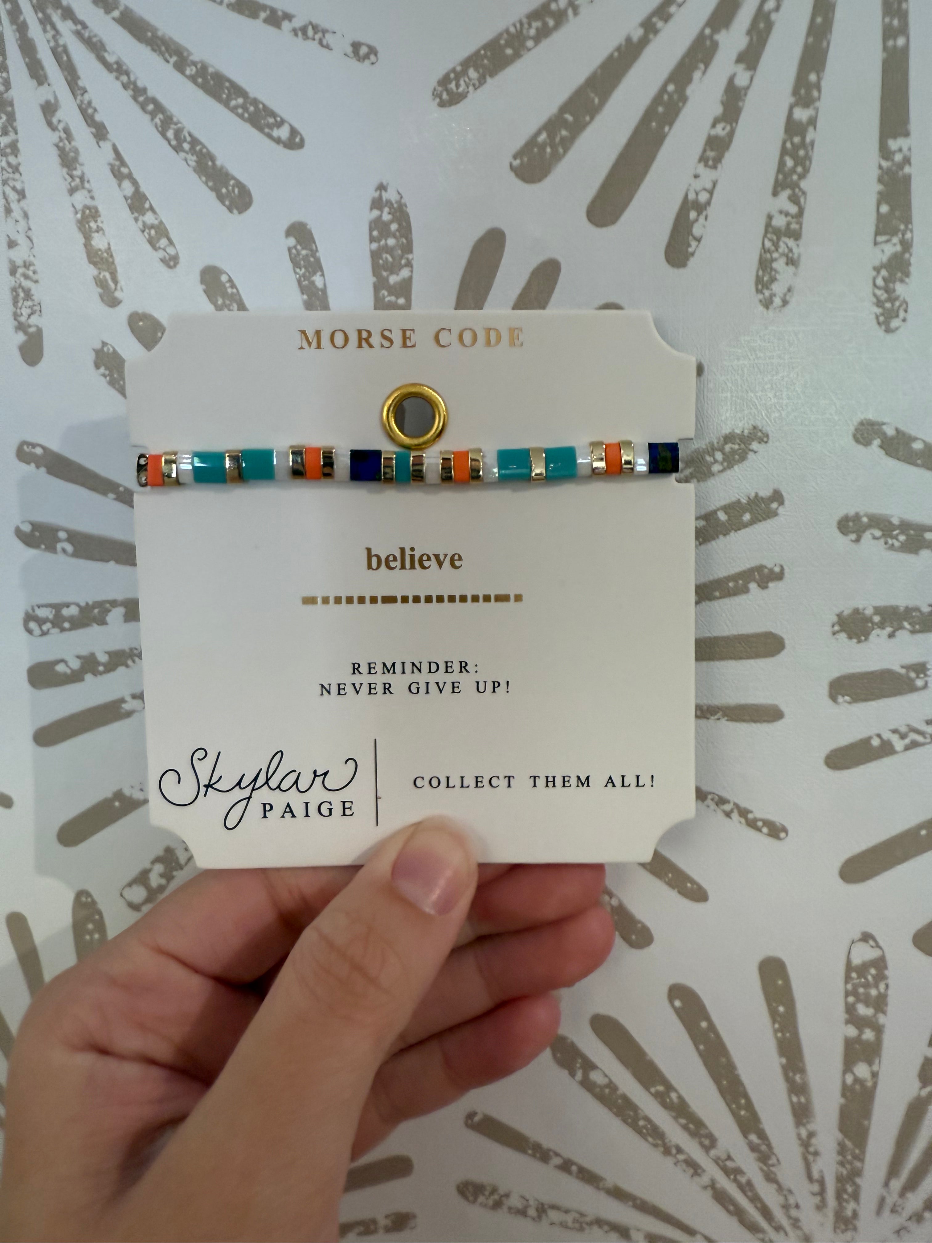 Believe Morse Code Beaded Bracelet