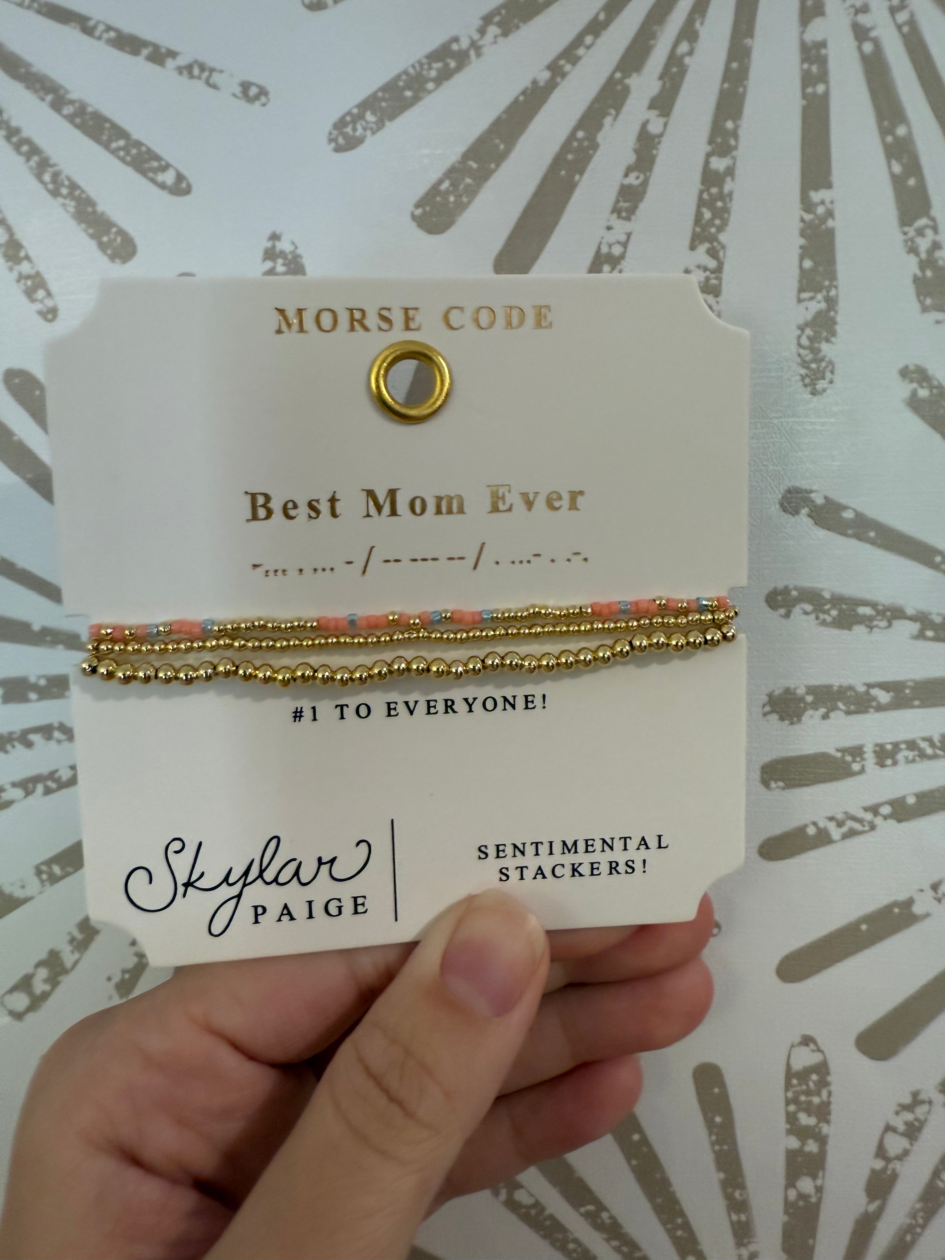 Best Mom Ever, Morse Code Beaded Bracelet