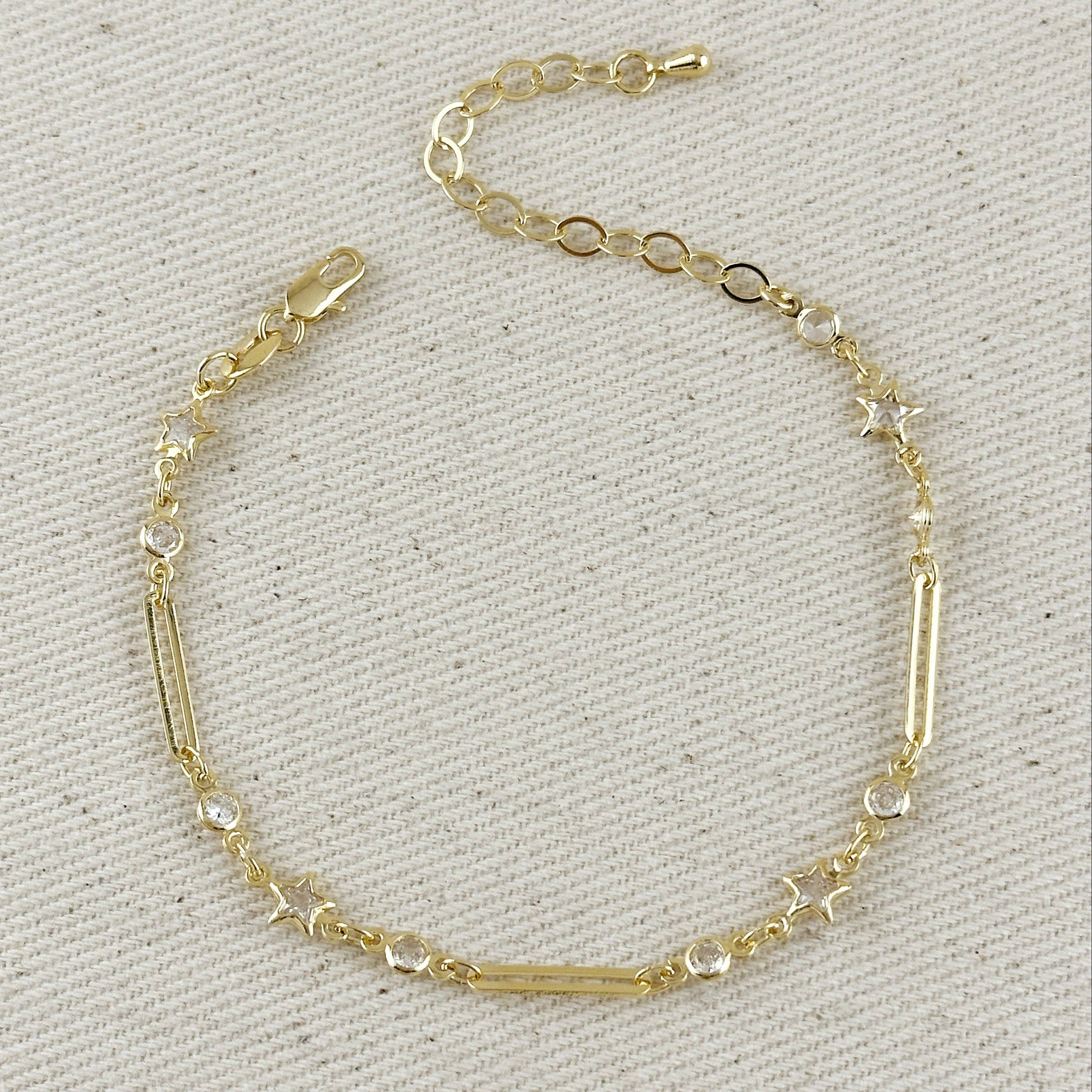 Paperclip And Stars Gold Bracelet