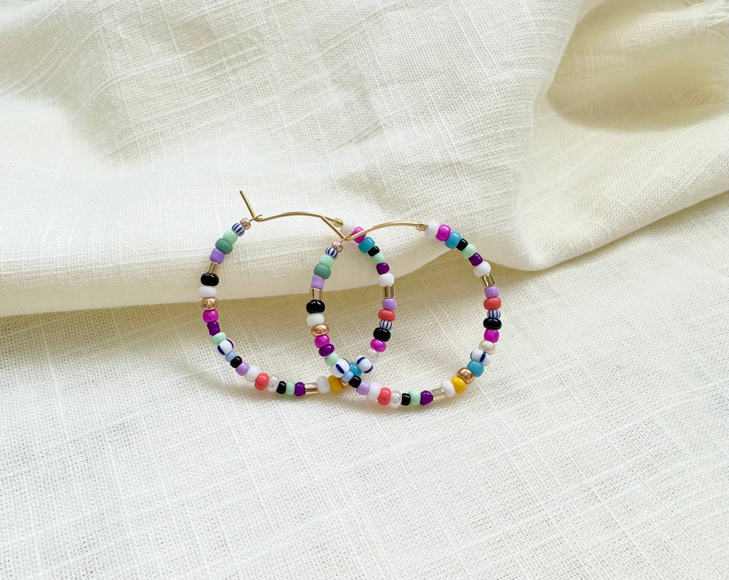 Colorful Seedbead Hoops Earrings