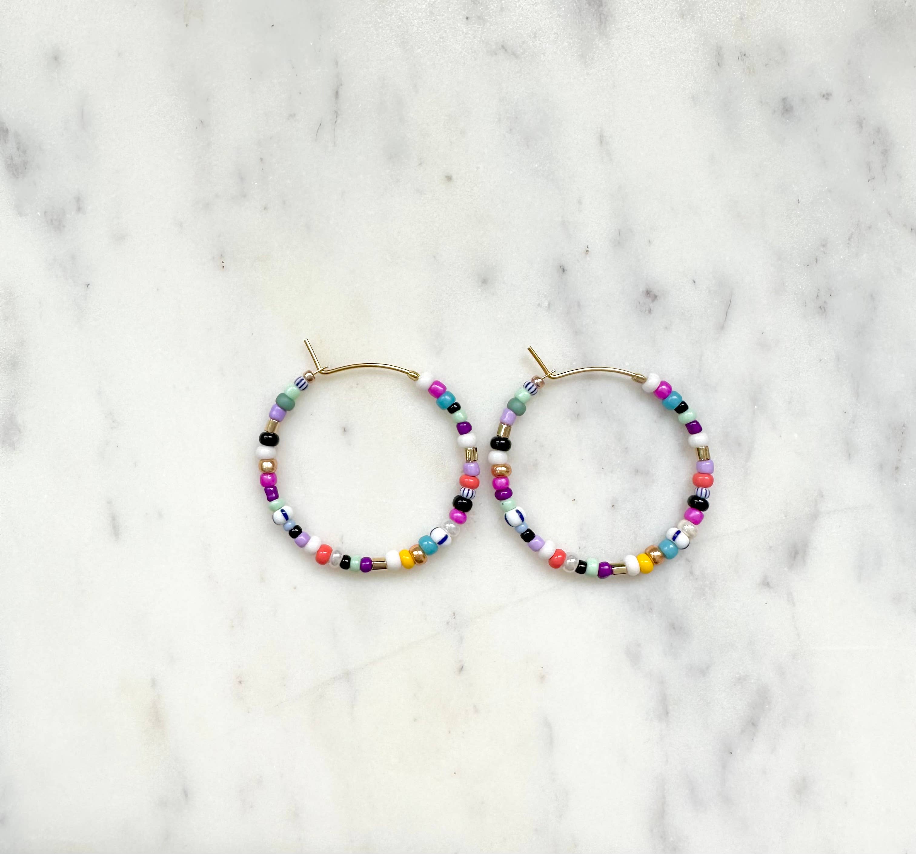 Colorful Seedbead Hoops Earrings