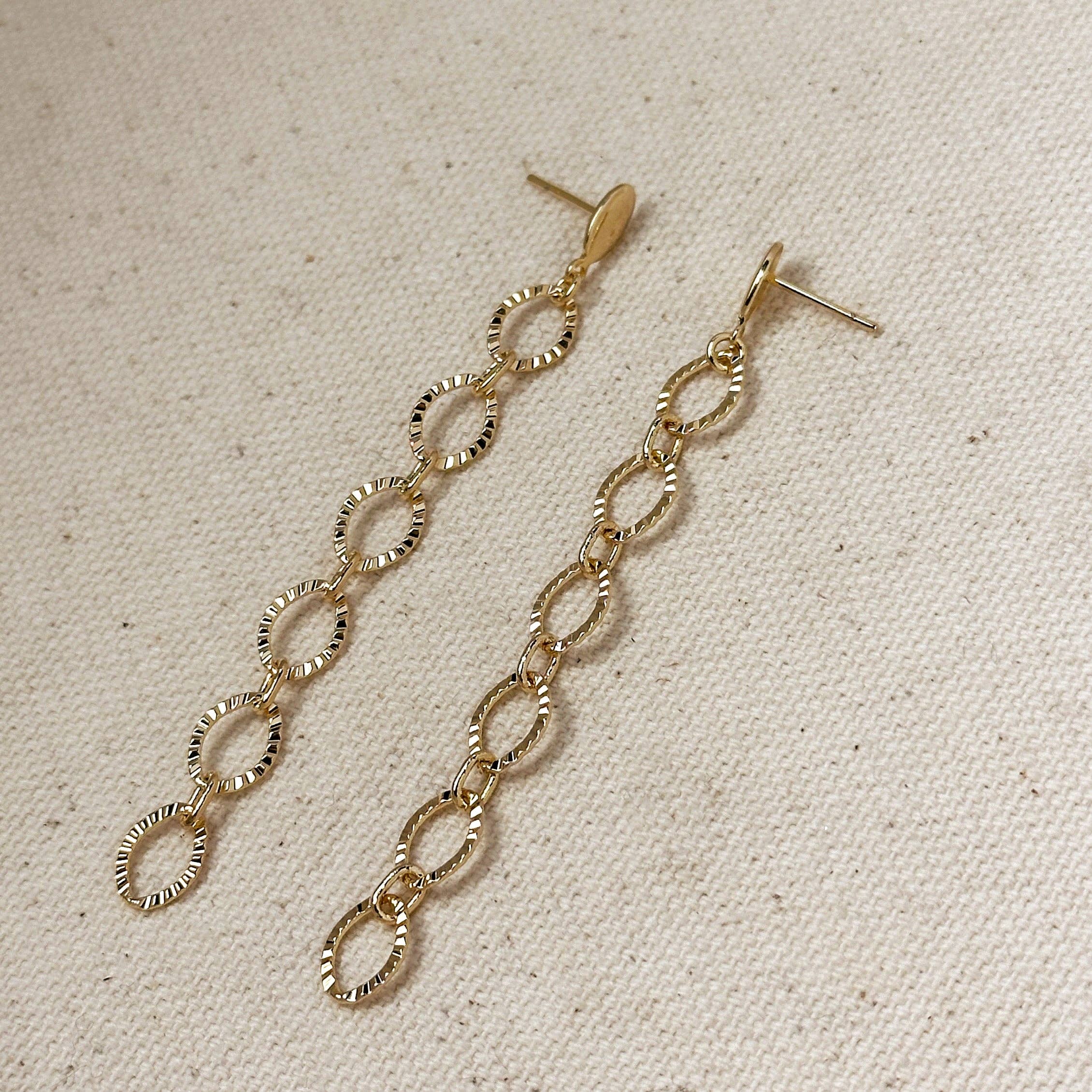 Diamond Cut Chain Earrings