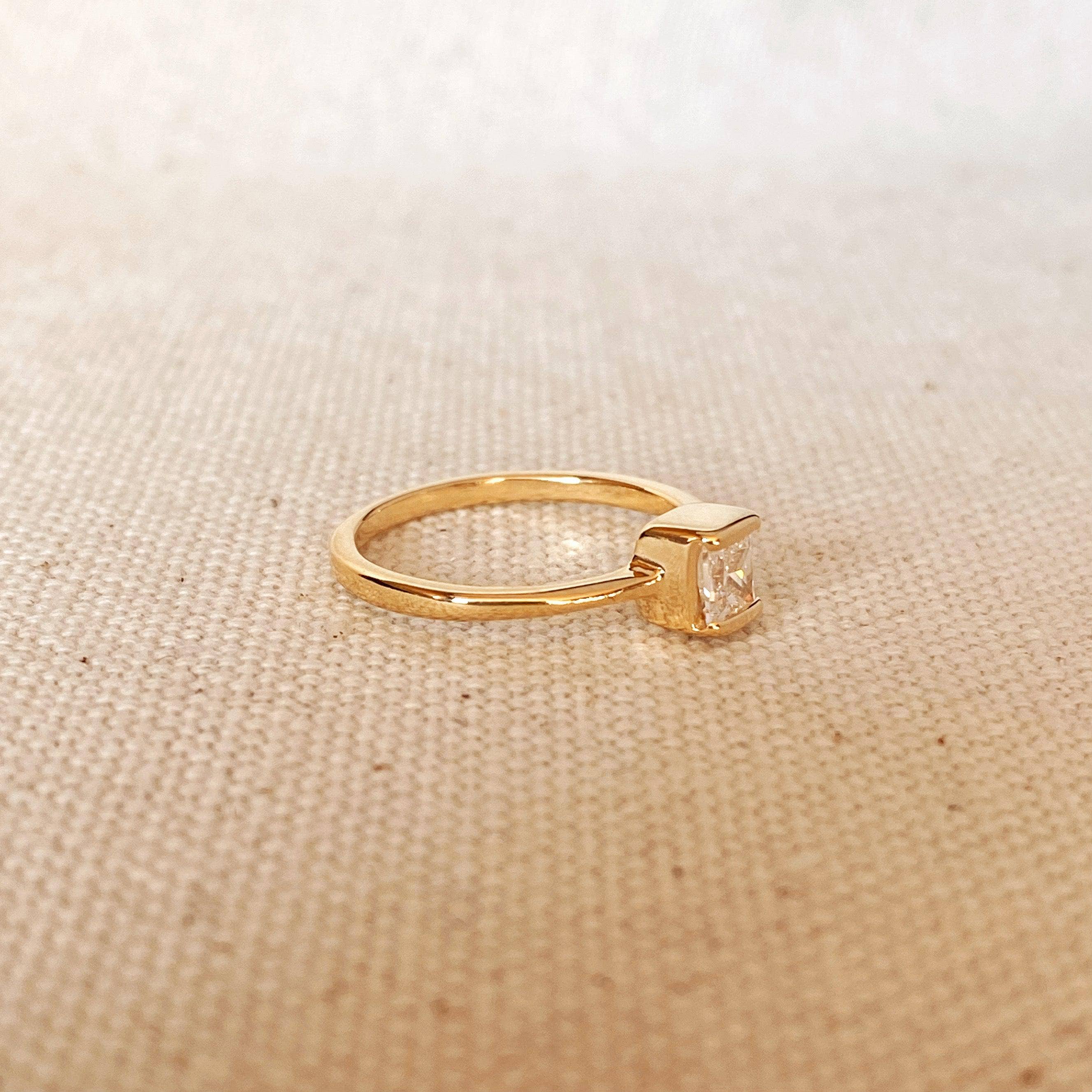 Gold Square Diamond Ring