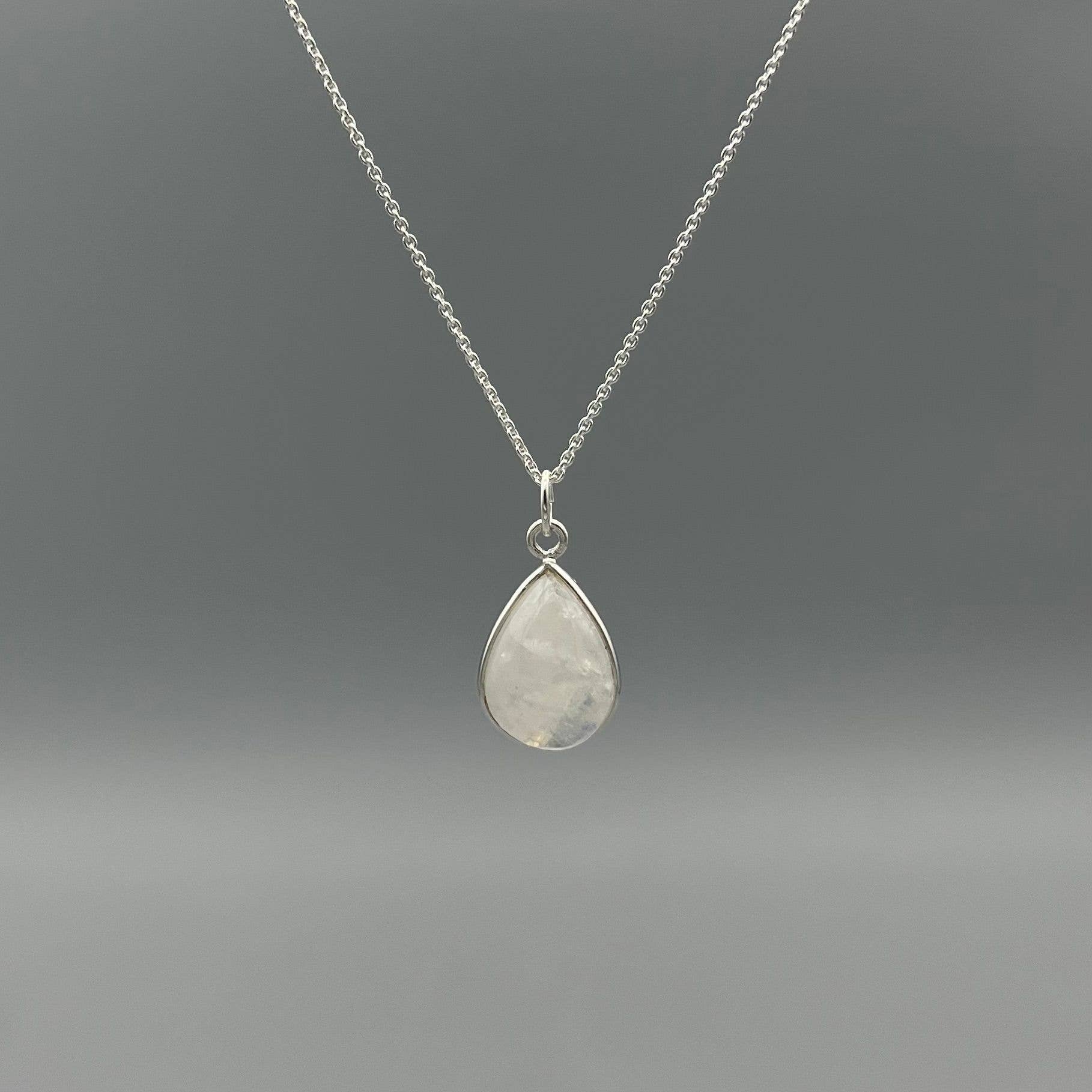 Rainbow Moonstone Teardrop Necklace