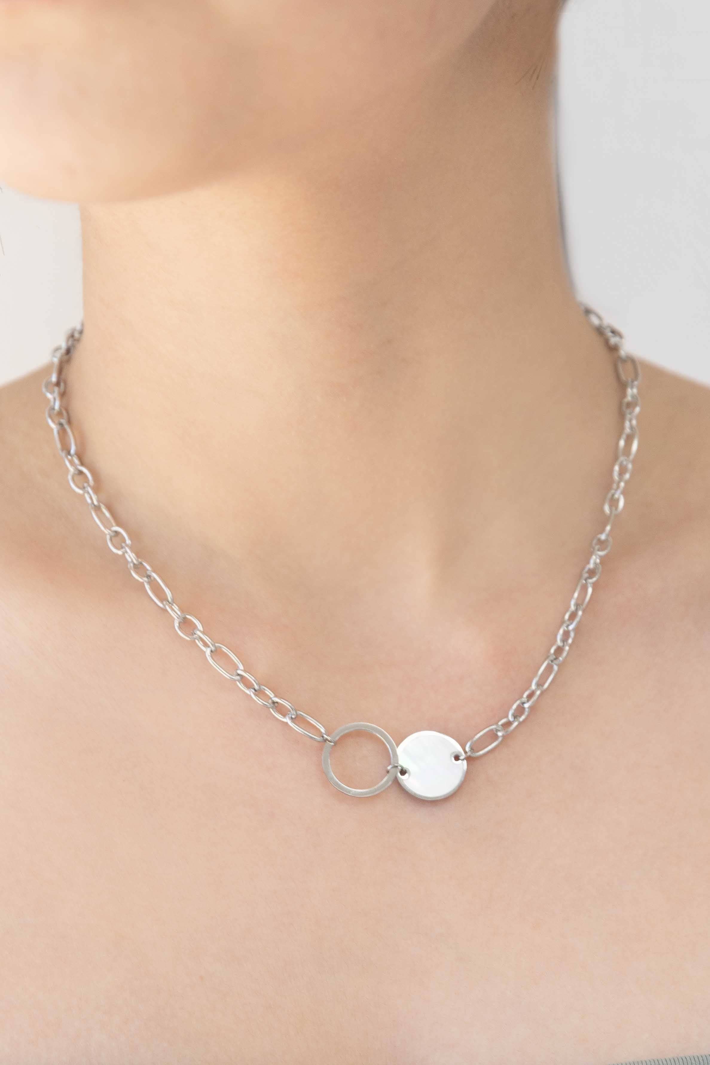 Circle Link Silver Necklace