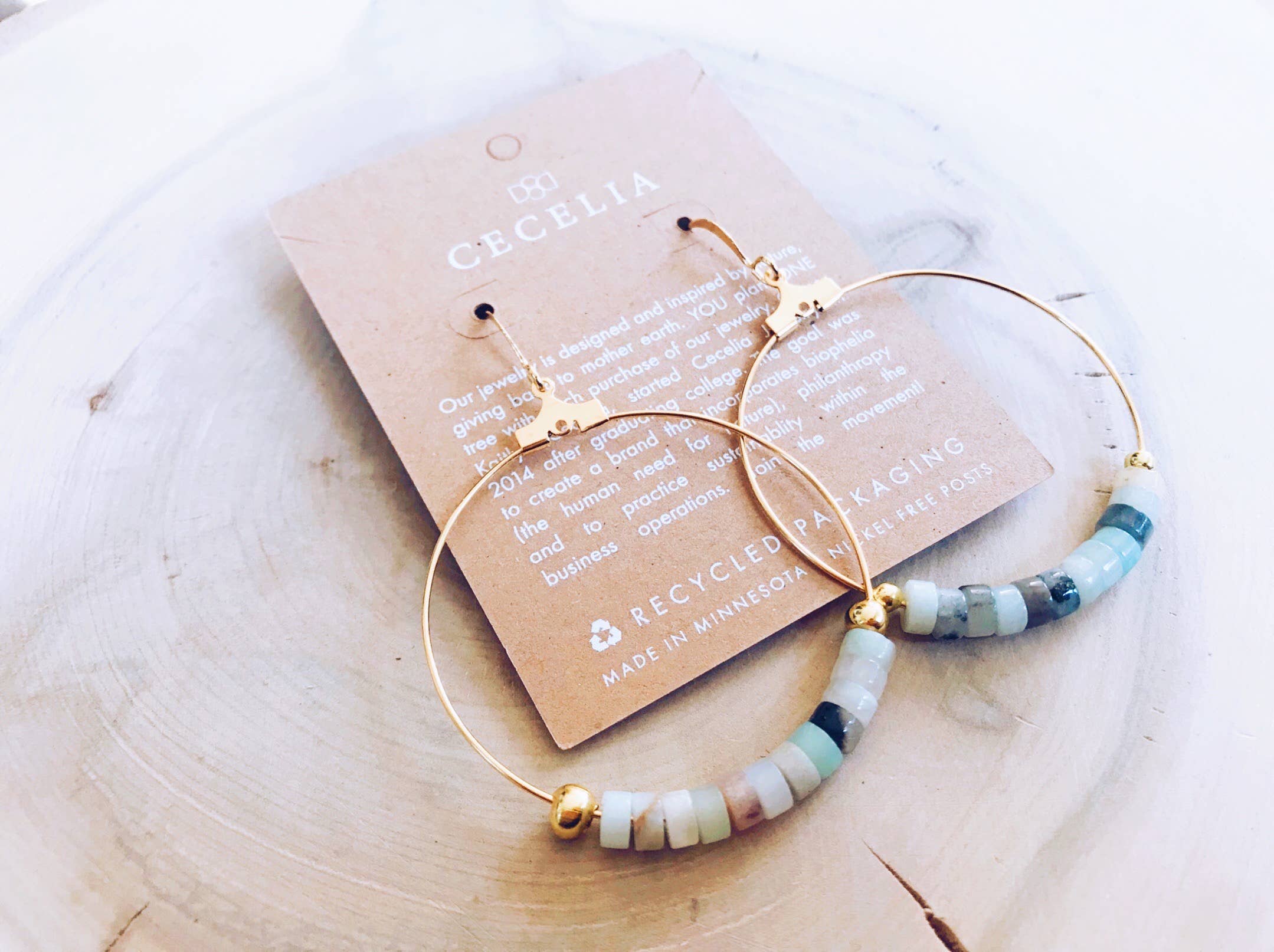 Gemstone Gold Hoop Earrings
