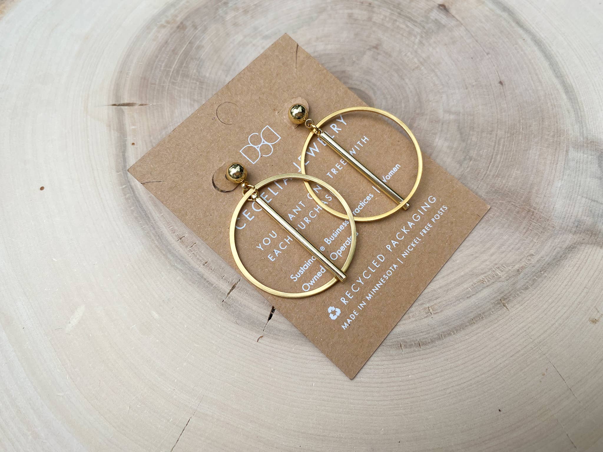 Gold Bar Hoop Earrings