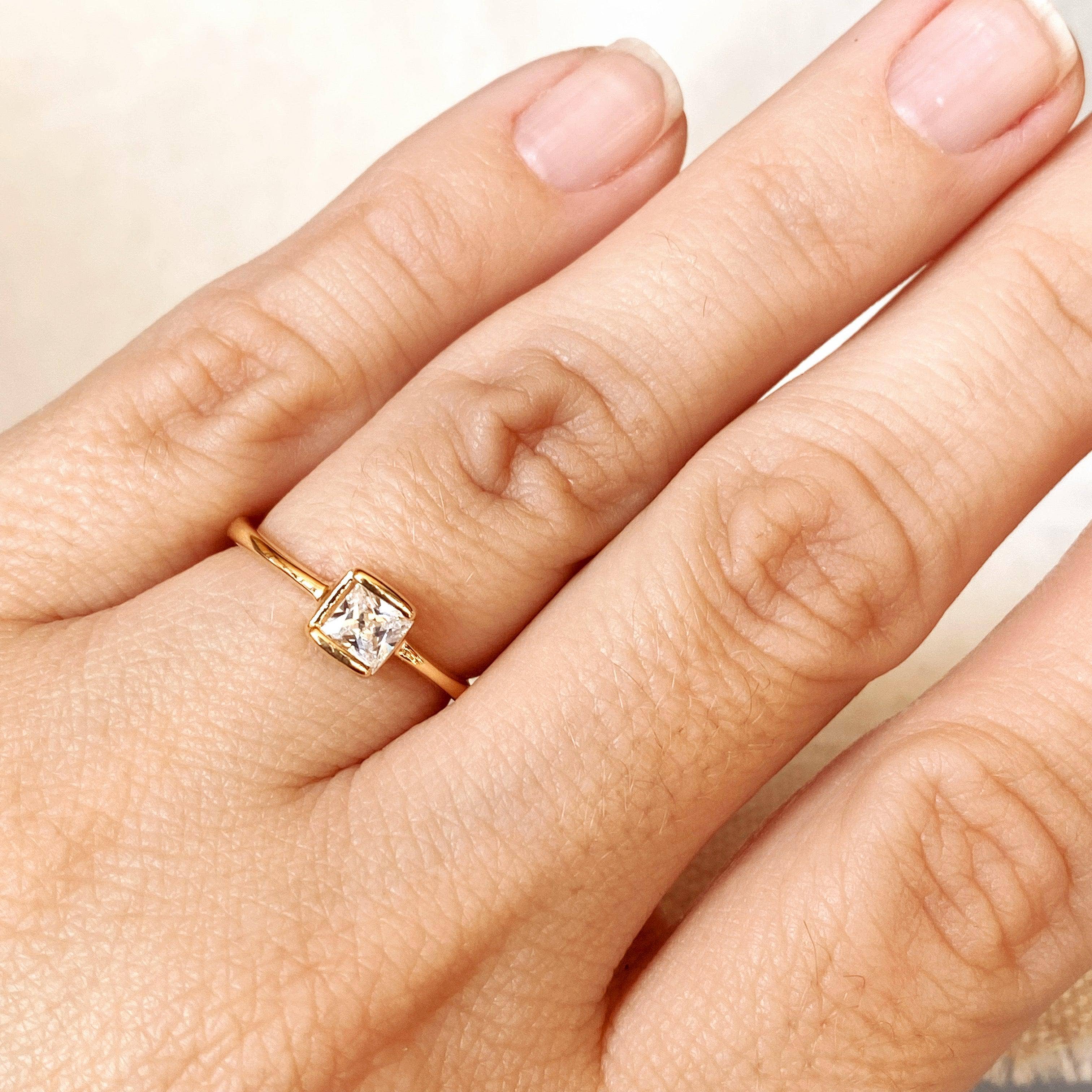 Gold Square Diamond Ring