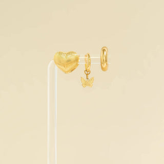 18K Gold PVD Stainless Steel Butterfly Huggie Earrings