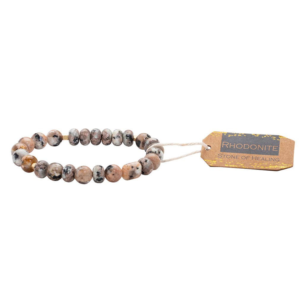 Rhodonite Stone Stack Bracelet