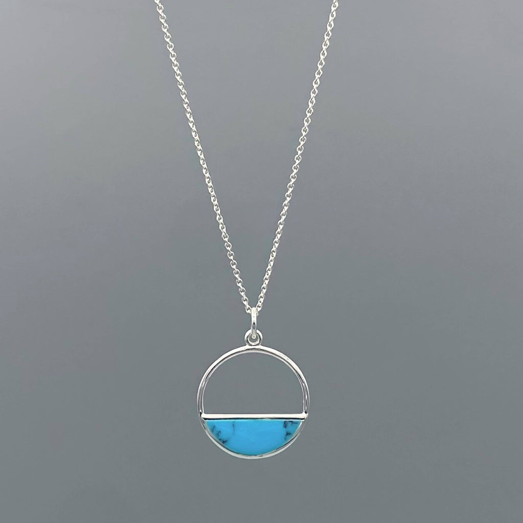 Stone Inlay Open Circle Necklace
