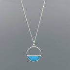 Stone Inlay Open Circle Necklace