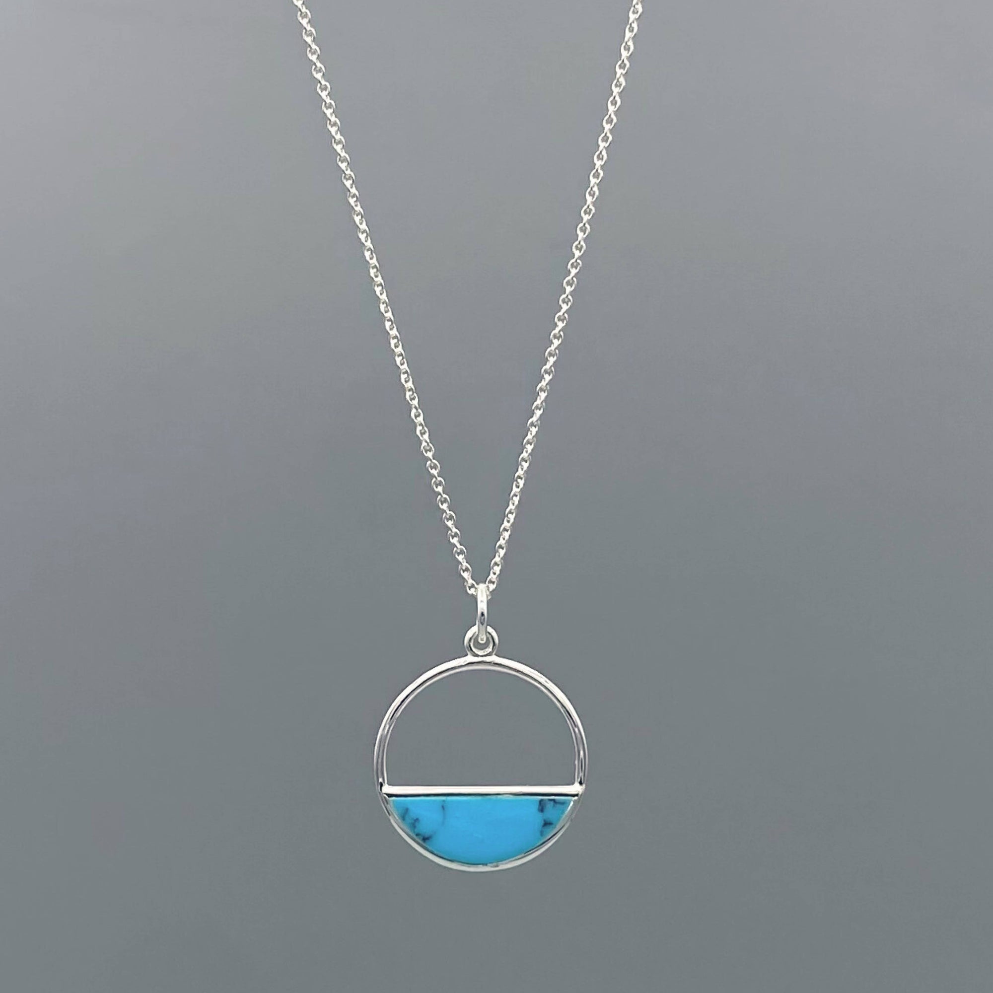 Stone Inlay Open Circle Necklace