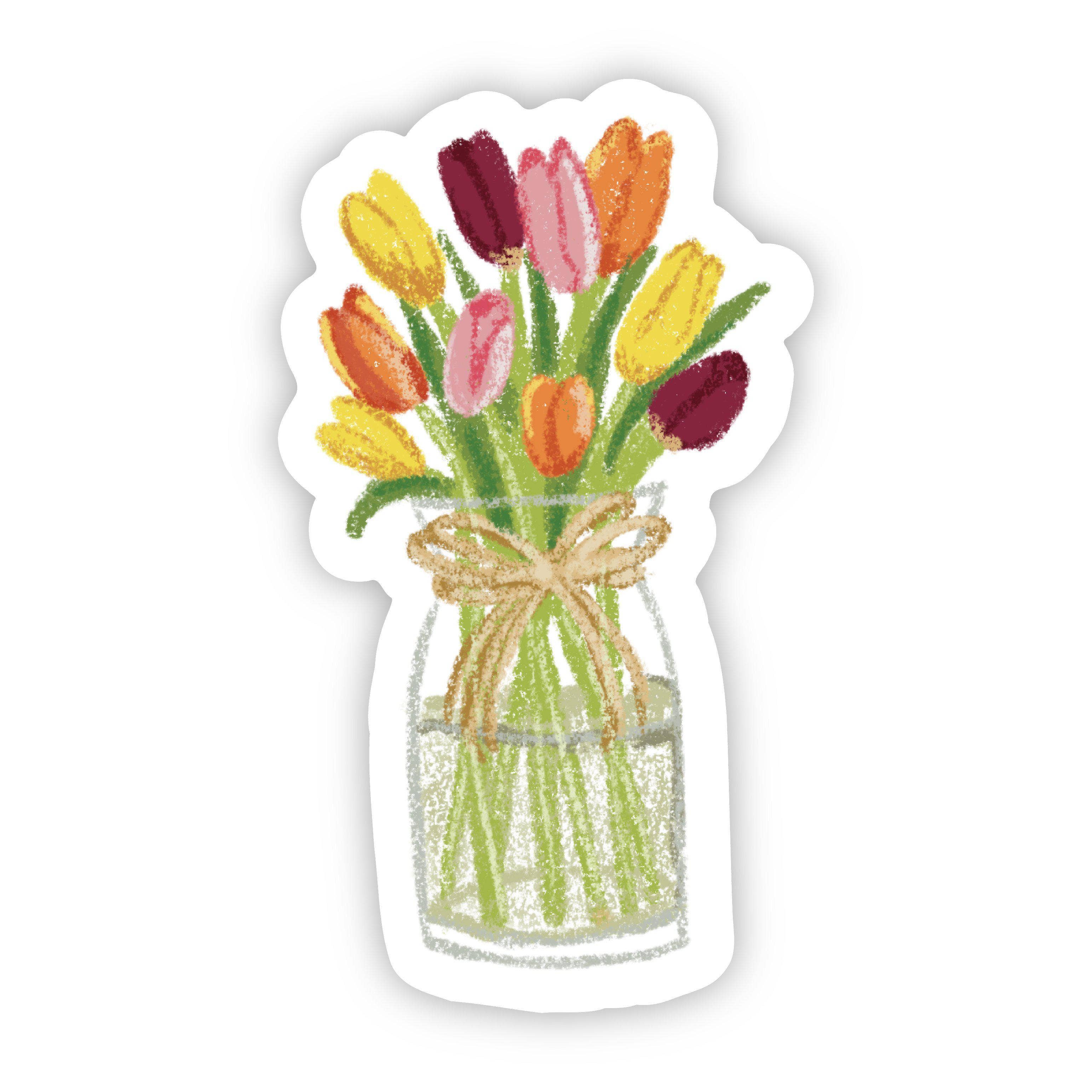 Multicolor Tulips in Vase Sticker