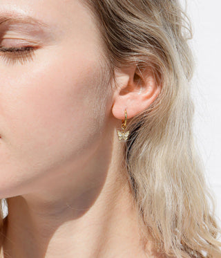 18K Gold PVD Stainless Steel Butterfly Huggie Earrings - Simply Sunflowers
