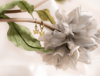 18K Gold PVD Stainless Steel Butterfly Huggie Earrings - Simply Sunflowers