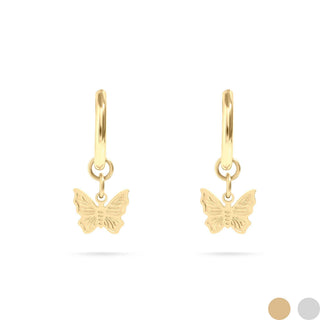 18K Gold PVD Stainless Steel Butterfly Huggie Earrings - Simply Sunflowers