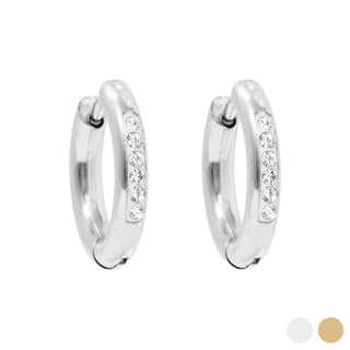 18K Gold PVD Stainless Steel CZ Huggie Hoop Earrings - Simply Sunflowers