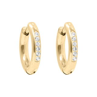 18K Gold PVD Stainless Steel CZ Huggie Hoop Earrings - Simply Sunflowers