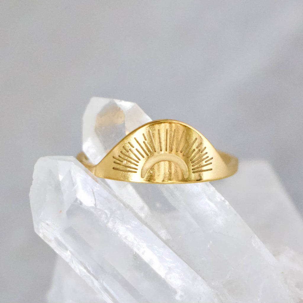 Engraved Moon Shine Ring