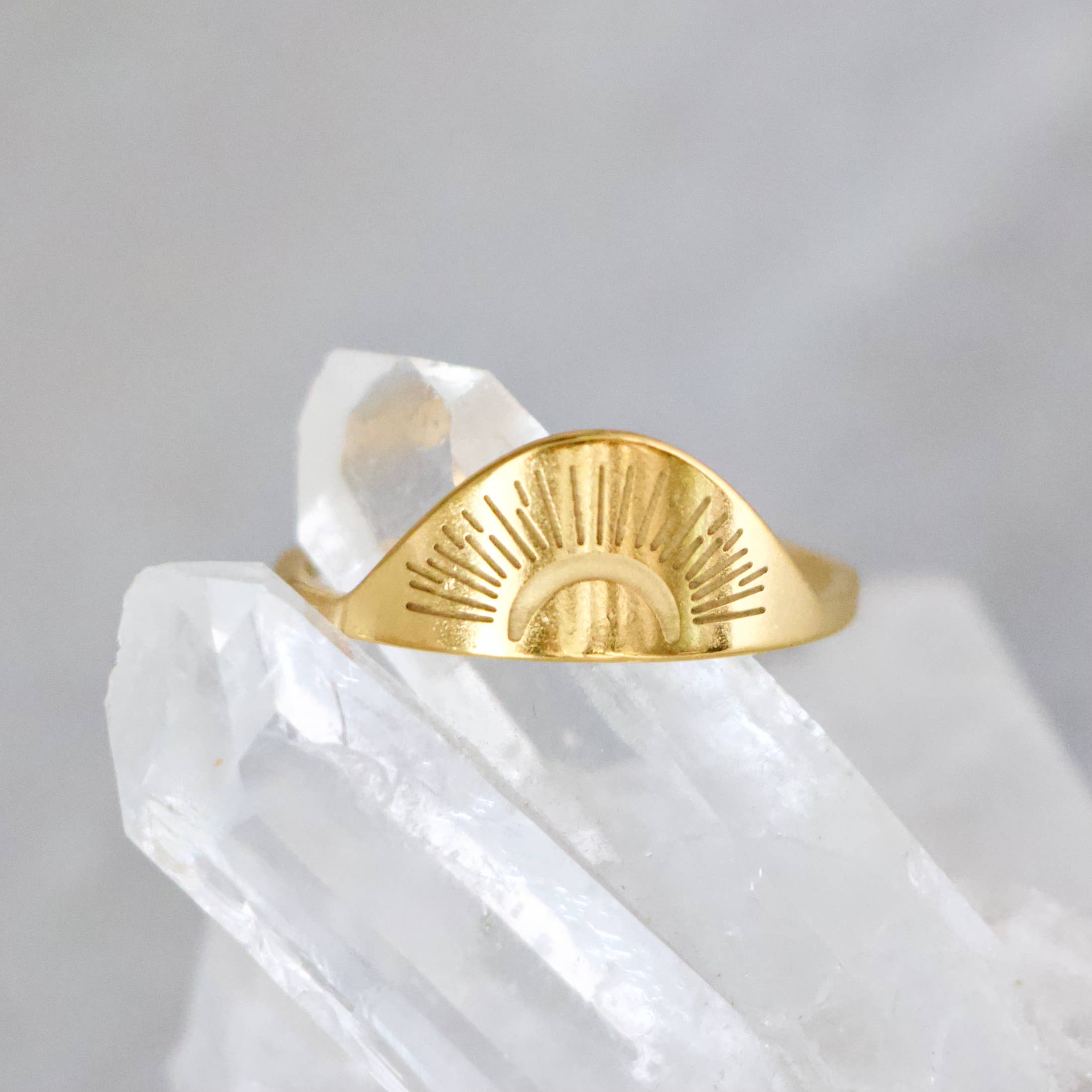 Engraved Moon Shine Ring