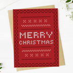 Merry Christmas Knit Pattern Holiday Card