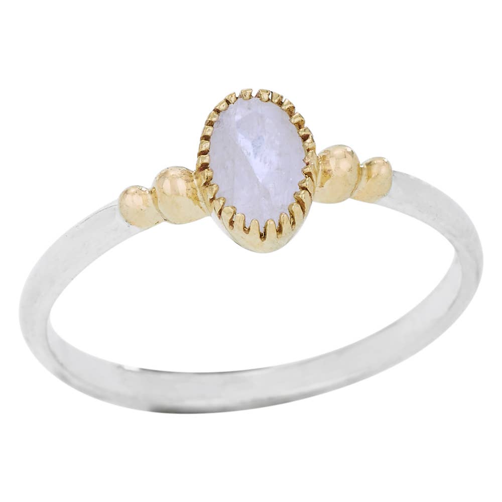 Small Oval Moonstone Sterling Silver Ring