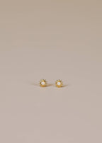 Gold White Opal Sun Studs