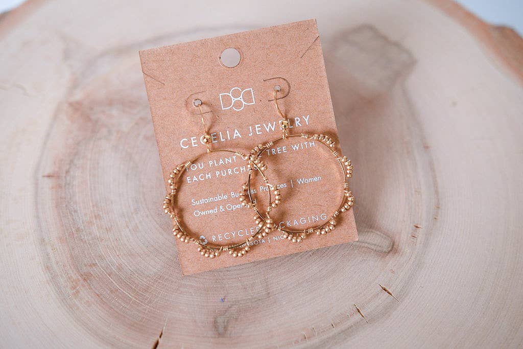 Floral Gold Hoops
