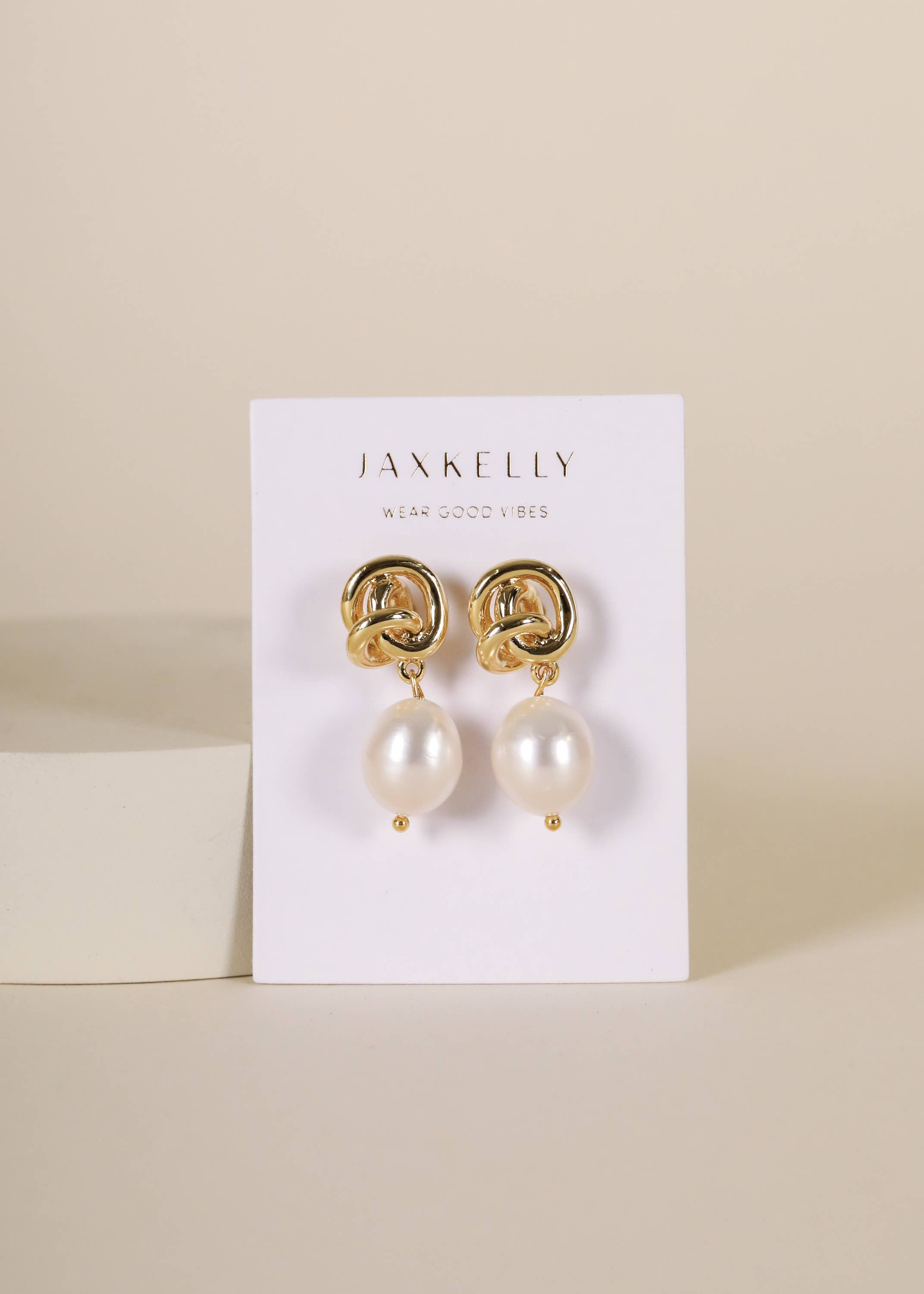 Pearl Knot Gold Earrings