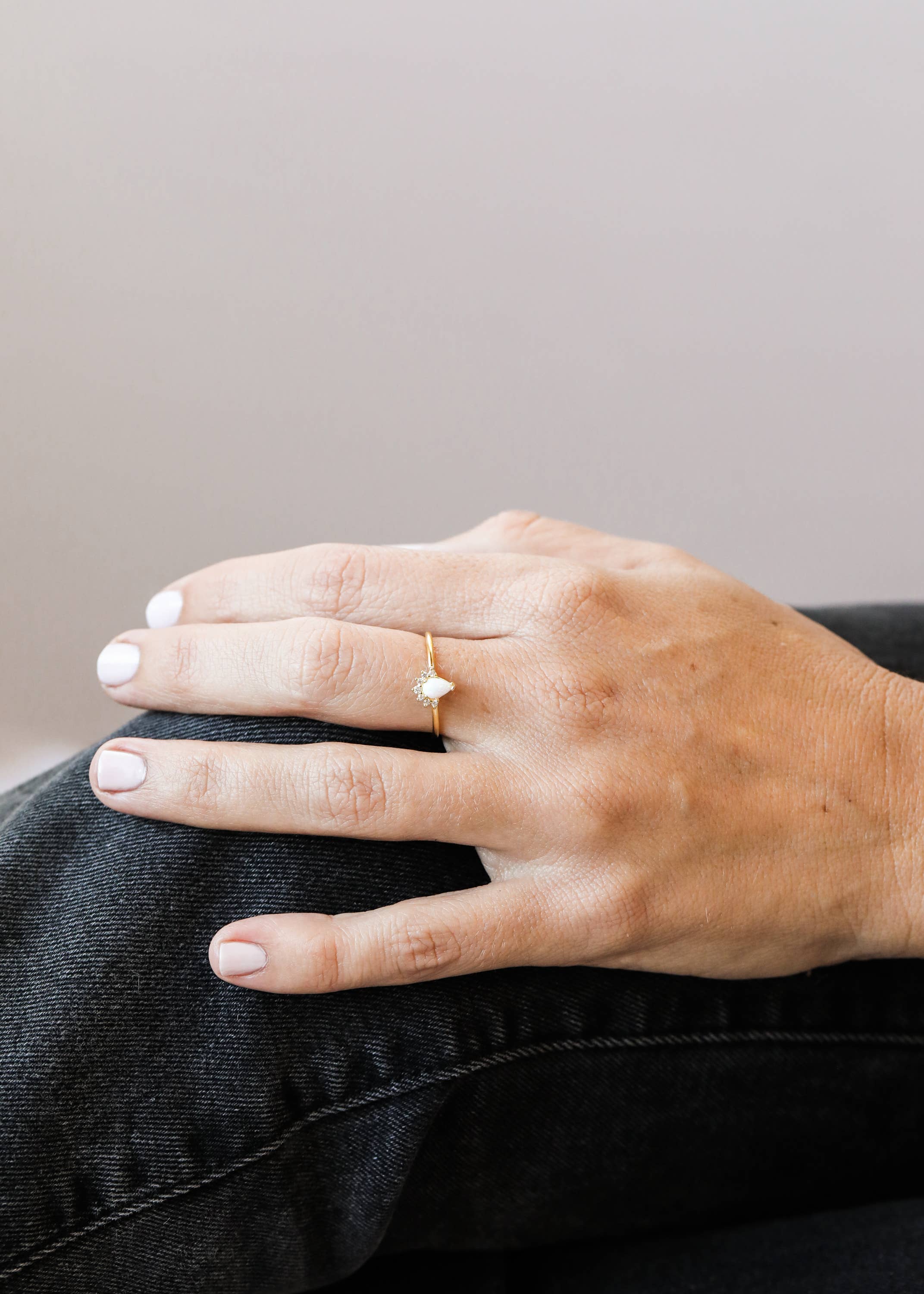 Opal Burst Gold Ring