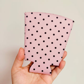 Pink & Brown Polka Dot Pattern Koozie