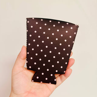 Pink & Brown Polka Dot Pattern Koozie