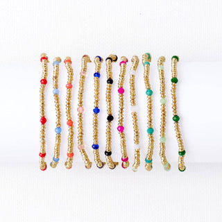 Ashley White and Gold Beaded Bracelet