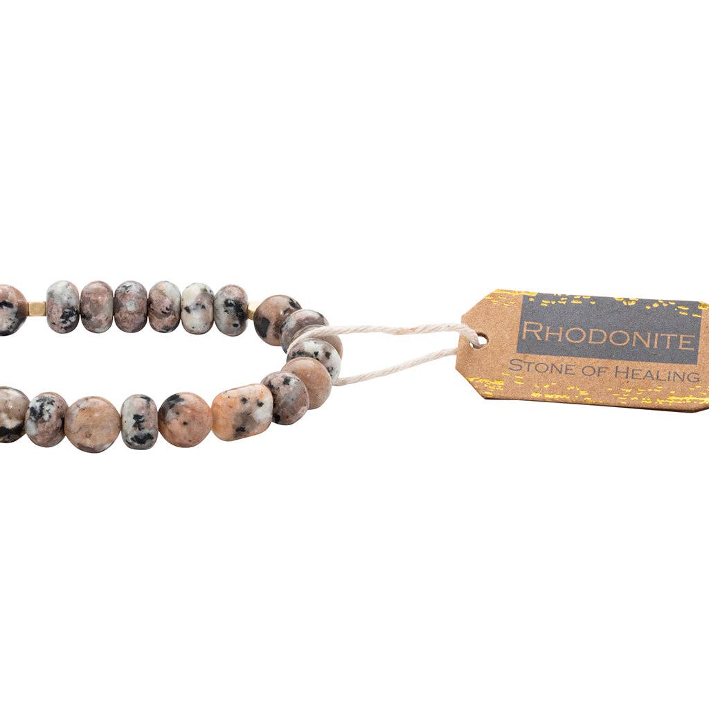 Rhodonite Stone Stack Bracelet