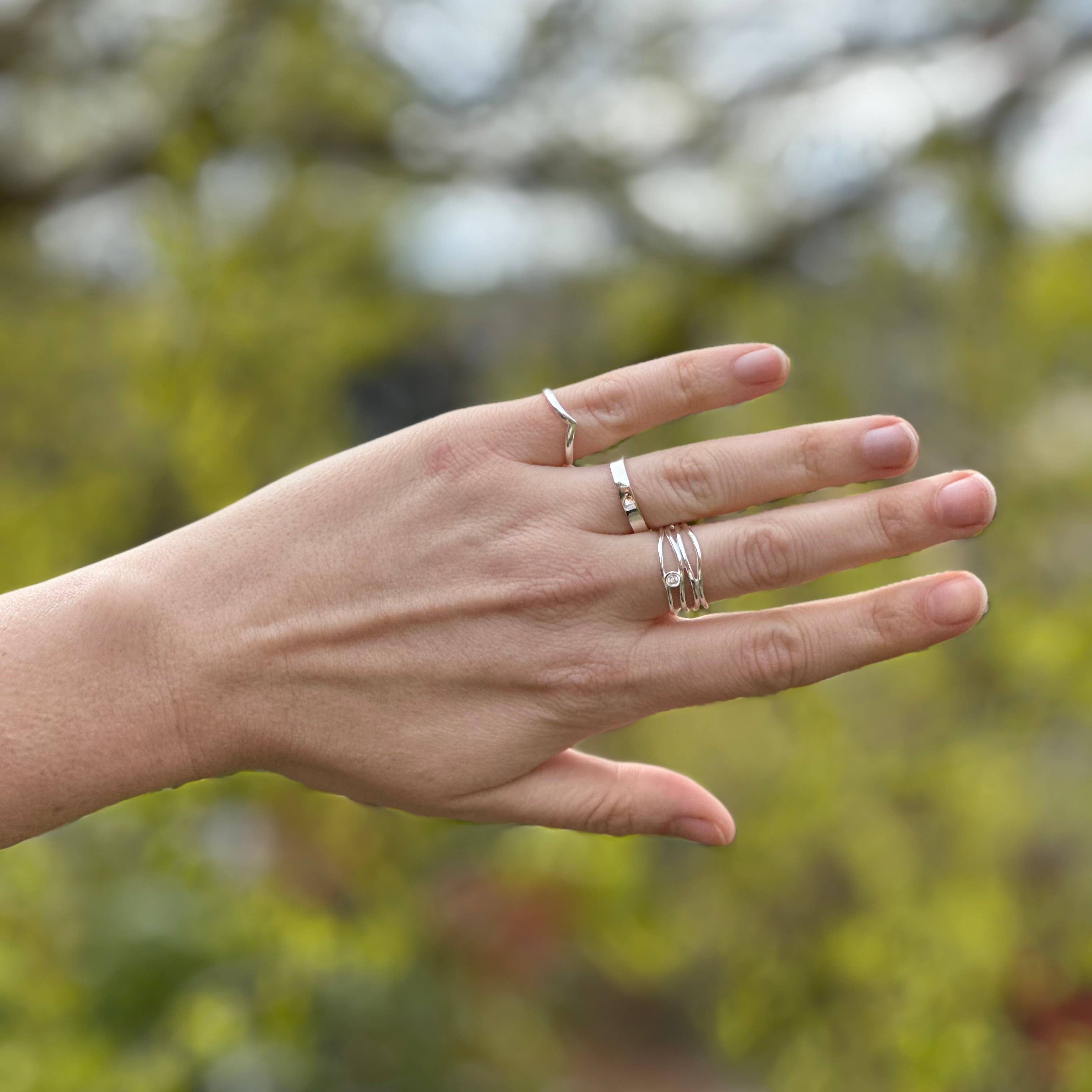 Silver Multi Banded Ring