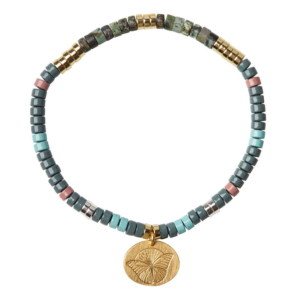 African Turquoise Intention Charm Bracelet