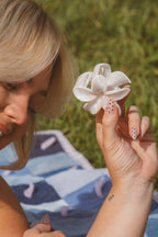Cream Flower Claw Clip