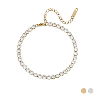 Cubic Zirconia Round Stone Tennis Chain Bracelet
