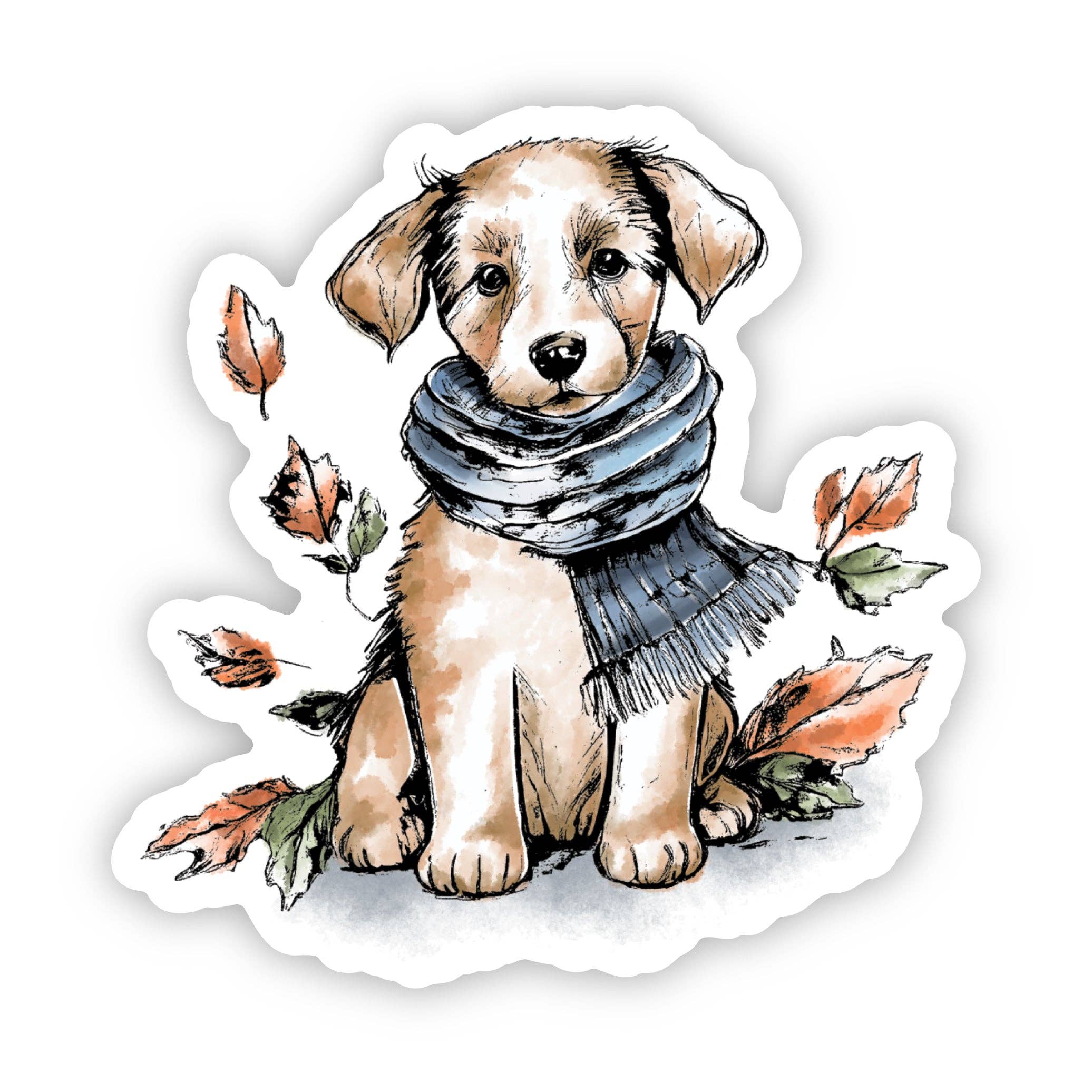 Cozy Dog In Scarf Fall Sticker