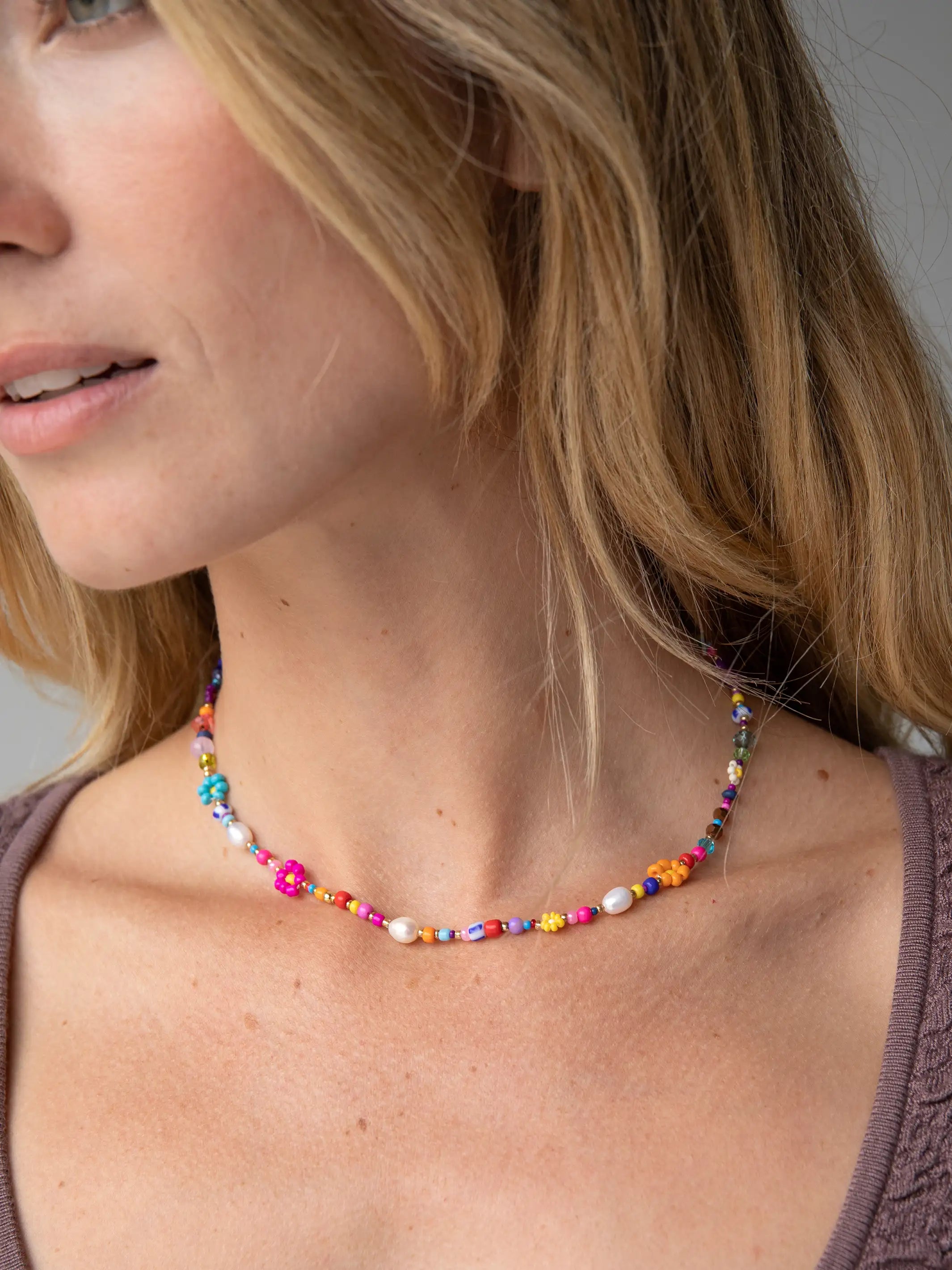 Beaded Daisy Necklace